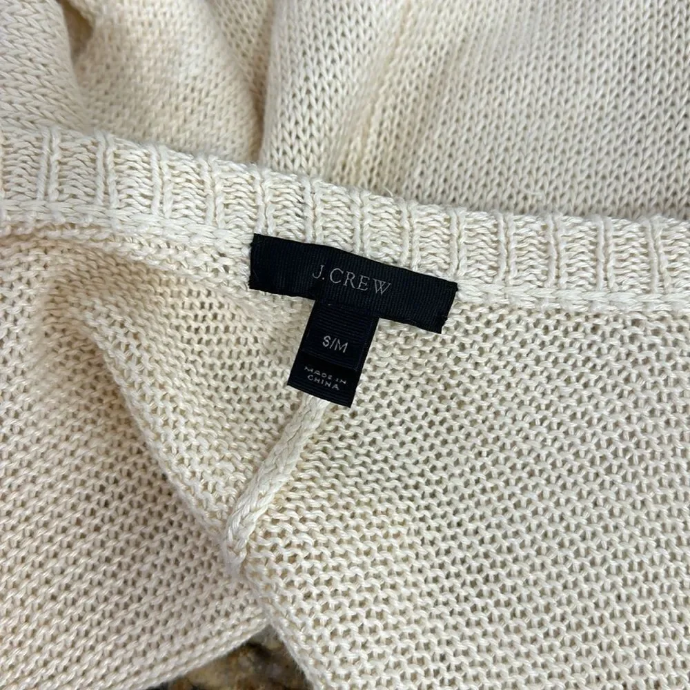 J. Crew 100% Linen Relaxed Fit Kimono Cardigan Tassel Detail Size S/M